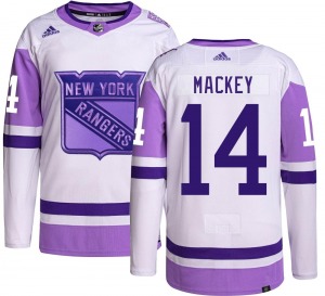 Authentic Adidas Youth Connor Mackey Hockey Fights Cancer Jersey - NHL New York Rangers