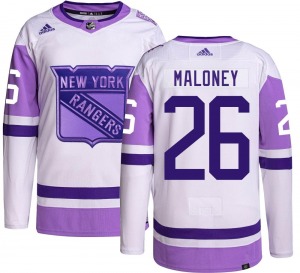 Authentic Adidas Youth Dave Maloney Hockey Fights Cancer Jersey - NHL New York Rangers
