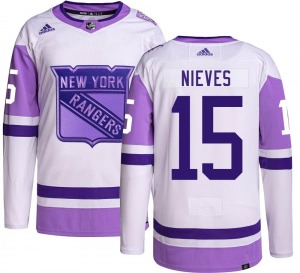 Authentic Adidas Youth Boo Nieves Hockey Fights Cancer Jersey - NHL New York Rangers