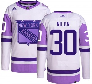 Authentic Adidas Youth Chris Nilan Hockey Fights Cancer Jersey - NHL New York Rangers