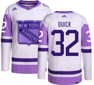 Authentic Adidas Youth Jonathan Quick Hockey Fights Cancer Jersey - NHL New York Rangers