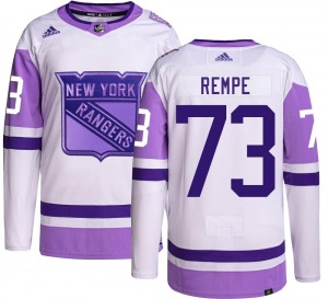 Authentic Adidas Youth Matt Rempe Hockey Fights Cancer Jersey - NHL New York Rangers