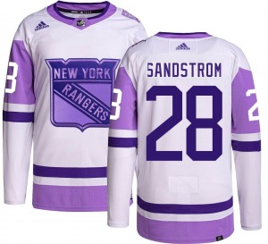 Authentic Adidas Youth Tomas Sandstrom Hockey Fights Cancer Jersey - NHL New York Rangers