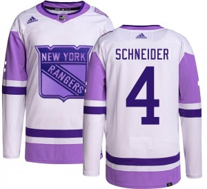 Authentic Adidas Youth Braden Schneider Hockey Fights Cancer Jersey - NHL New York Rangers