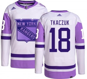 Authentic Adidas Youth Walt Tkaczuk Hockey Fights Cancer Jersey - NHL New York Rangers