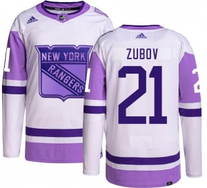 Authentic Adidas Youth Sergei Zubov Hockey Fights Cancer Jersey - NHL New York Rangers