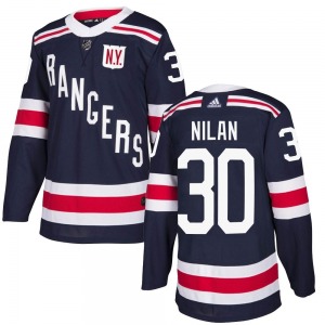 Authentic Adidas Youth Chris Nilan Navy Blue 2018 Winter Classic Home Jersey - NHL New York Rangers
