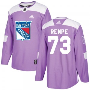 Authentic Adidas Adult Matt Rempe Purple Fights Cancer Practice Jersey - NHL New York Rangers