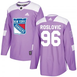 Authentic Adidas Adult Jack Roslovic Purple Fights Cancer Practice Jersey - NHL New York Rangers