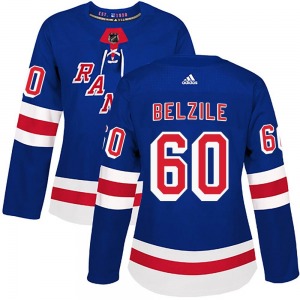Authentic Adidas Women's Alex Belzile Royal Blue Home Jersey - NHL New York Rangers