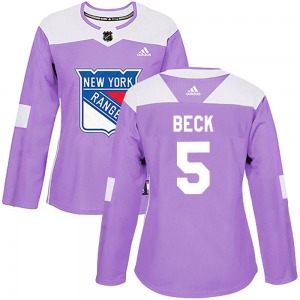 Authentic Adidas Women's Barry Beck Purple Fights Cancer Practice Jersey - NHL New York Rangers