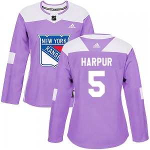 Authentic Adidas Women's Ben Harpur Purple Fights Cancer Practice Jersey - NHL New York Rangers
