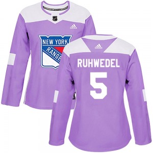 Authentic Adidas Women's Chad Ruhwedel Purple Fights Cancer Practice Jersey - NHL New York Rangers